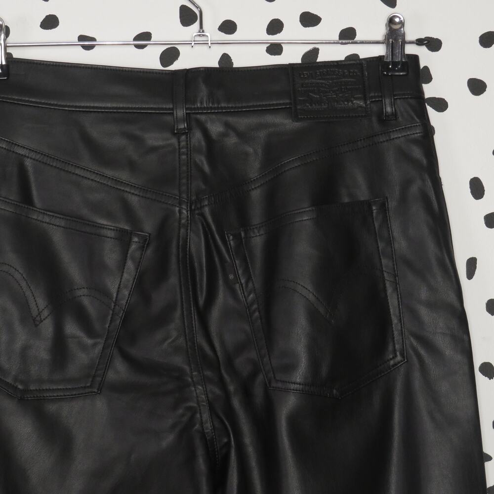 Levi’s Black Faux Leather Ribcage High Rise Straight Leg Pants - Picture 6 of 12